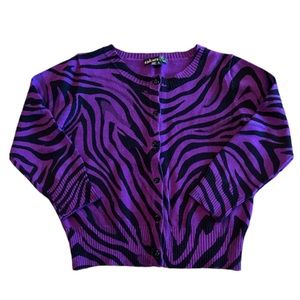 Takara Girls 3/4 Sleeve Sweater Black Purple Zebra Print